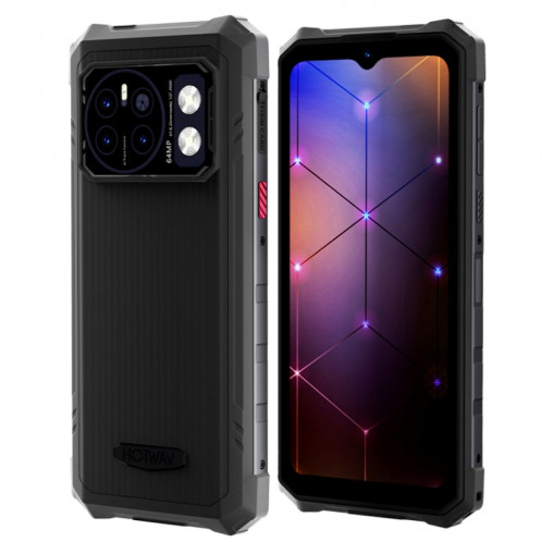  HOTWAV CYBER 13 Pro, 12 Go + 256 Go, téléphone robuste IP68/IP69K, 10 800 mAh, 6,6 pouces Android 13 UNISOC T619 Octa Core, réseau : 4G, NFC, OTG (tout noir) SH801B1802-015